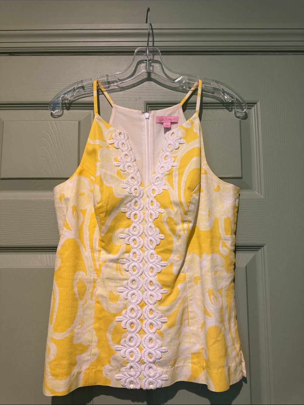 Lilly Pulitzer Yellow & White Lace-Front Mini Dress